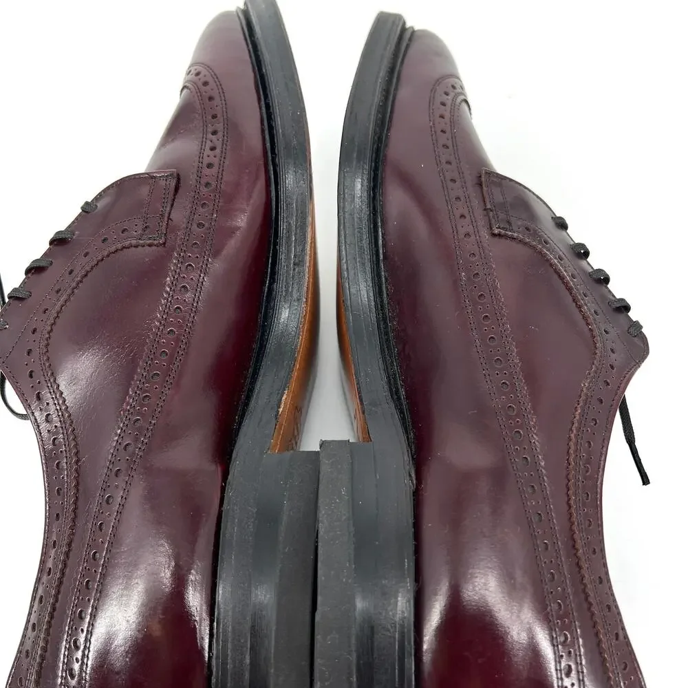 Foot-So-Port Mens Oxblood Wing Tip Leather Dress Shoes Size 10.5 Preowned